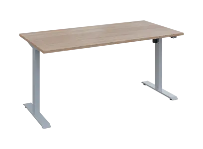 Flexi 28-16 výškově nastavitelný stůl, kovová podnož stříbrná, deska 25 mm, široký 1600 mm, dub bardolino